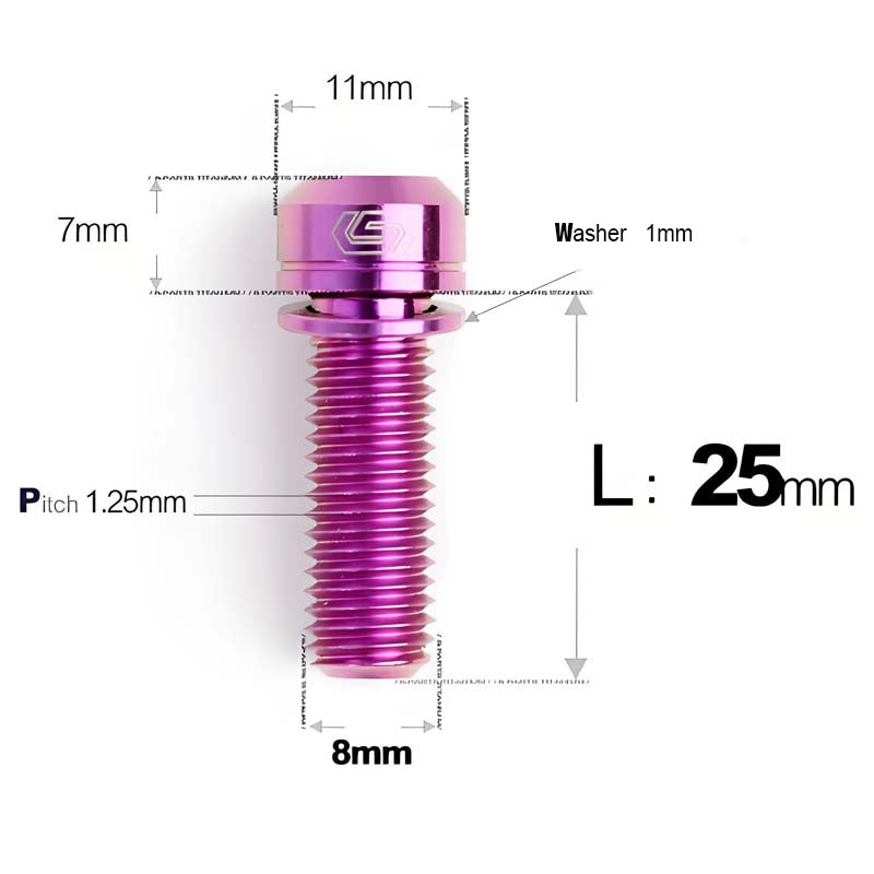 M8x20/23/25MM Titanium Bolts with Washers Kit for Road Bike