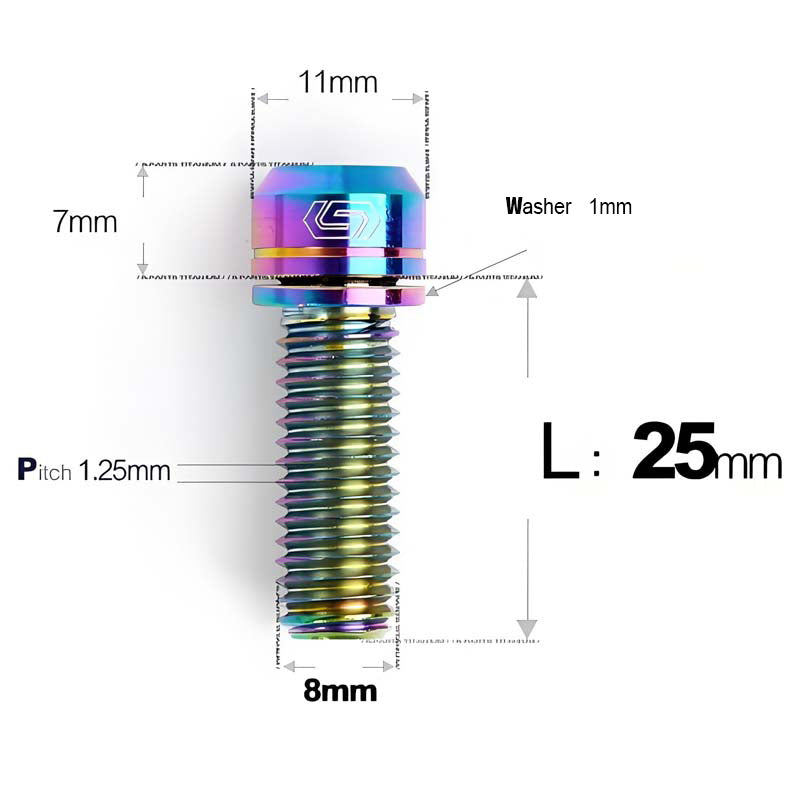 M8x20/23/25MM Titanium Bolts with Washers Kit for Road Bike