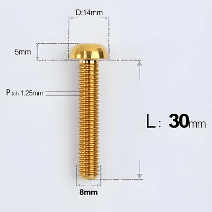 M8x15-50mm Titanium Button Head Bolts for Bicycle & Motorcycle Brake Caliper Fastening