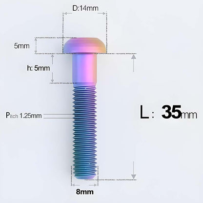 M8x15-50mm Titanium Button Head Bolts for Bicycle & Motorcycle Brake Caliper Fastening