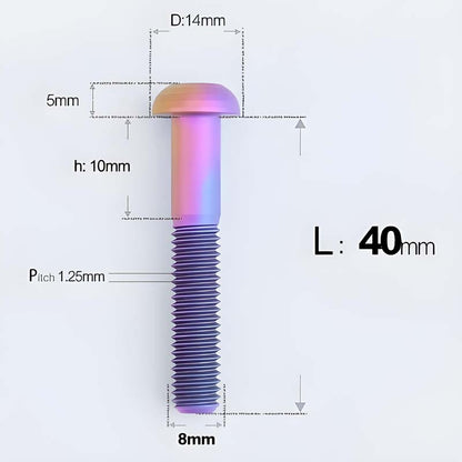 M8x15-50mm Titanium Button Head Bolts for Bicycle & Motorcycle Brake Caliper Fastening
