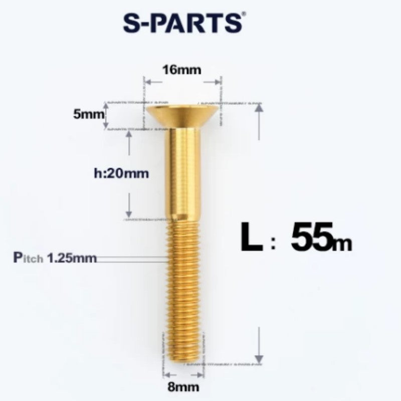 M8x16-85mm Titanium Flat Head Countersunk Bolts For E-bike and Motorcycle