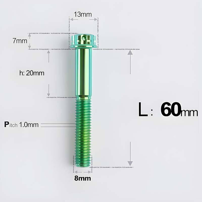 M8x20-60mm Titanium Motorcycle Bolts with 1mm Pitch