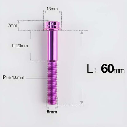 M8x20-60mm Titanium Motorcycle Bolts with 1mm Pitch