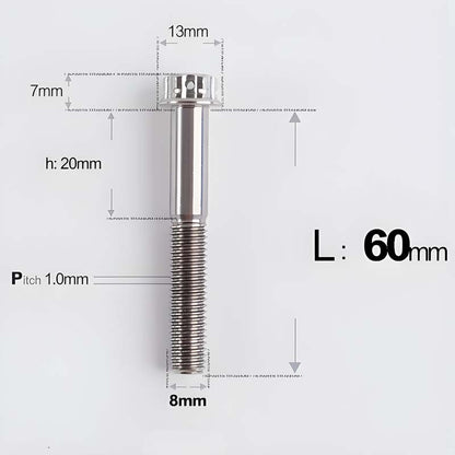 M8x20-60mm Titanium Motorcycle Bolts with 1mm Pitch