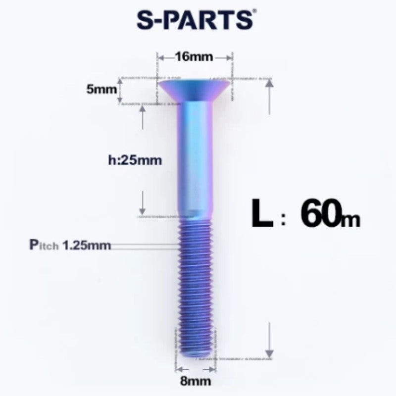 M8x16-85mm Titanium Flat Head Countersunk Bolts For E-bike and Motorcycle