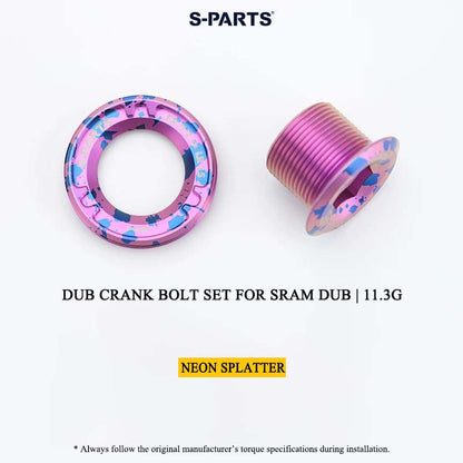 DUB Titanium Crank Arm Bolt & Self-Extracting Cap Set for SRAM DUB / Quarq / Force / Red | 11.3g Ultra-Light CNC Titanium