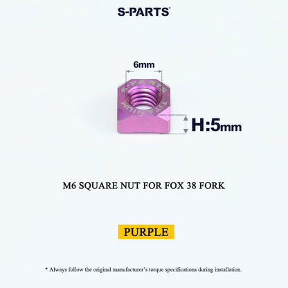 Grade 5 Titanium M6 Square Nut for FOX 38 Fork