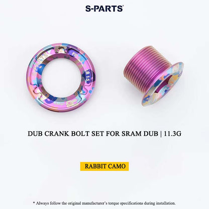 DUB Titanium Crank Arm Bolt & Self-Extracting Cap Set for SRAM DUB / Quarq / Force / Red | 11.3g Ultra-Light CNC Titanium
