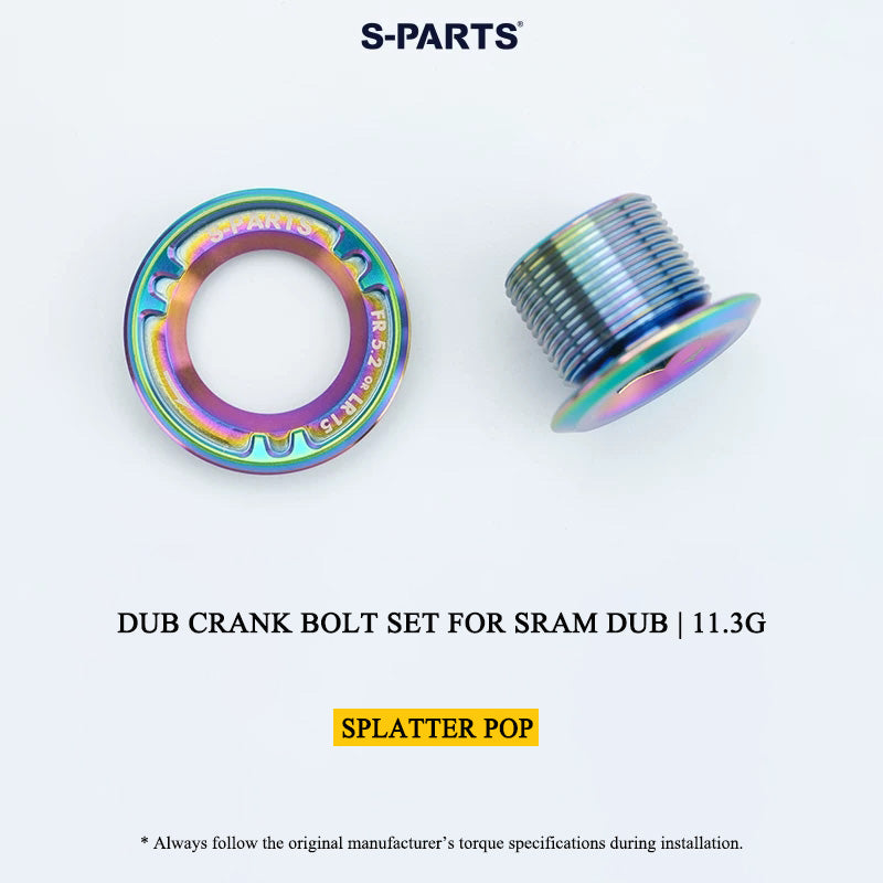 DUB Titanium Crank Arm Bolt & Self-Extracting Cap Set for SRAM DUB / Quarq / Force / Red | 11.3g Ultra-Light CNC Titanium