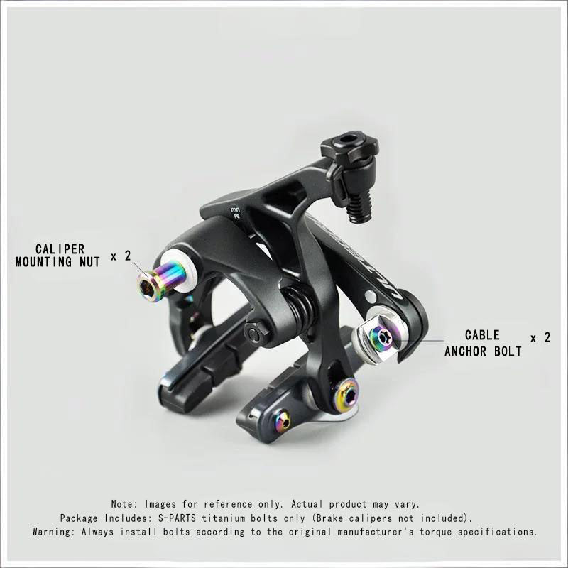 S-PARTS 16-Piece Titanium Bolt Upgrade Kit for Shimano Rim Brake Calipers