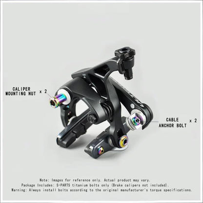 S-PARTS 16-Piece Titanium Bolt Upgrade Kit for Shimano Rim Brake Calipers