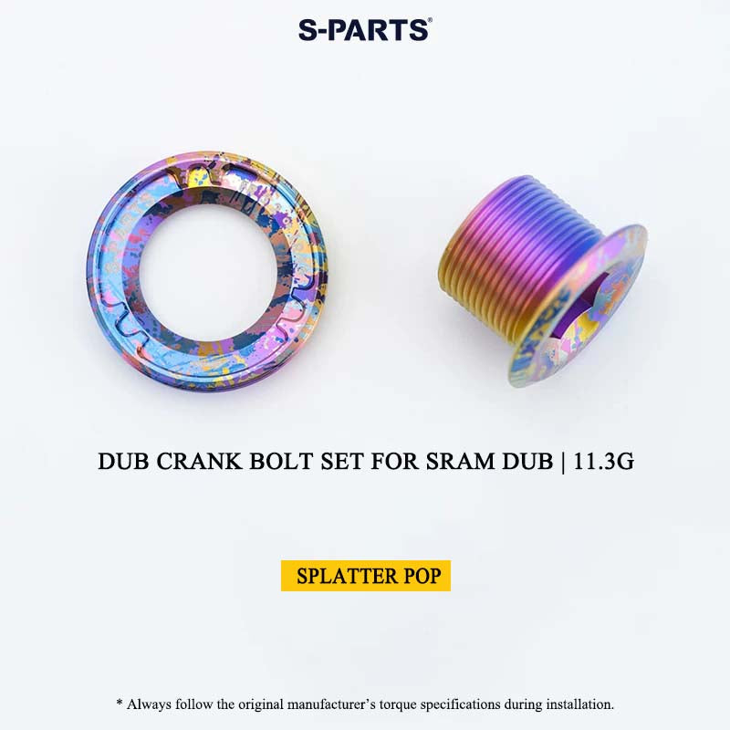 DUB Titanium Crank Arm Bolt & Self-Extracting Cap Set for SRAM DUB / Quarq / Force / Red | 11.3g Ultra-Light CNC Titanium