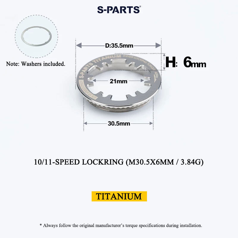 Grade 5 Titanium Cassette Lockring for Shimano & SRAM 10/11/12-Speed HG Freehubs