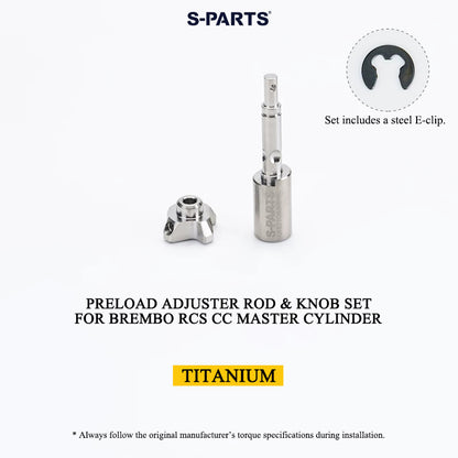 Titanium Preload Adjuster Rod & Knob Set for Brembo RCS CC Master Cylinder