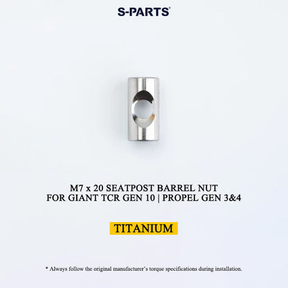 M7 x 20 Titanium Seatpost Barrel Nut for Giant TCR Gen 10 / Propel Gen 3 & Gen 4 (3.38g)