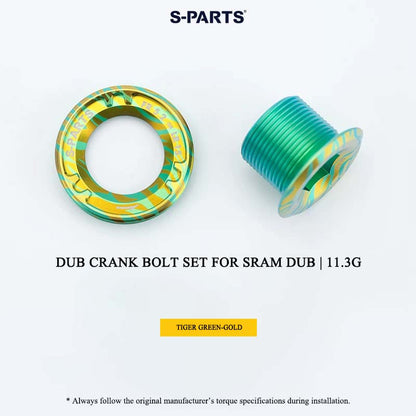 DUB Titanium Crank Arm Bolt & Self-Extracting Cap Set for SRAM DUB / Quarq / Force / Red | 11.3g Ultra-Light CNC Titanium
