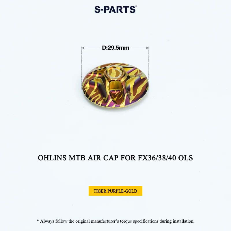 Ohlins MTB Titanium Air Cap for FX36/38/40 OLS & Thru Axle for RXF 38 | Grade 5 Ti-6Al-4V