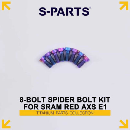 Titanium 8-Bolt Spider Bolt Kit for SRAM RED AXS E1 Crankset – M4 x 8.5mm | 8PCS