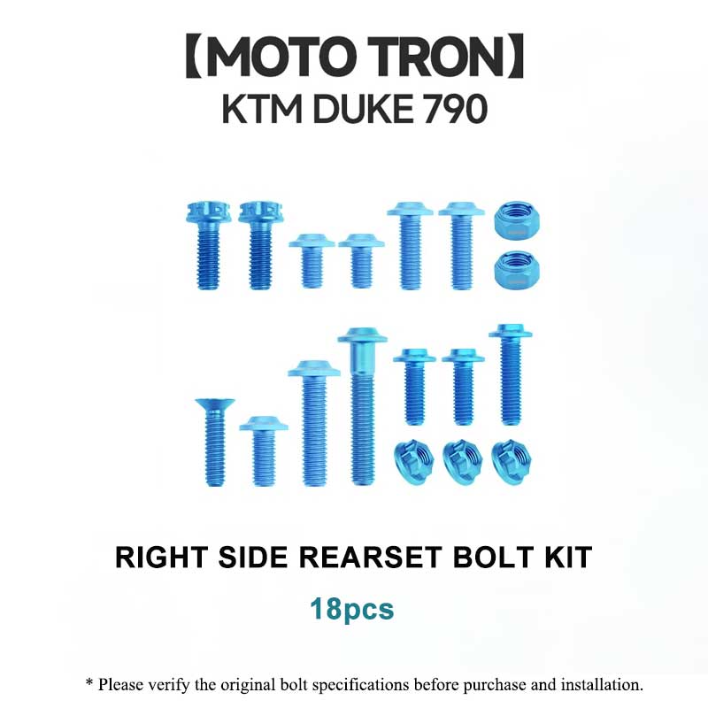 Grade 5 Titanium Rearset Bolt Kit for KTM Duke 790 Moto Tron Footpeg System