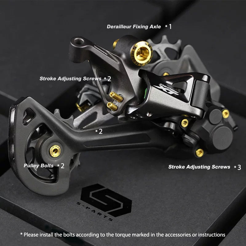 Grade 5 Titanium Bolt Kit for Shimano Deore XT M8100 12-Speed Drivetrain | MTB Derailleur, Crank & Chainring Hardware Set