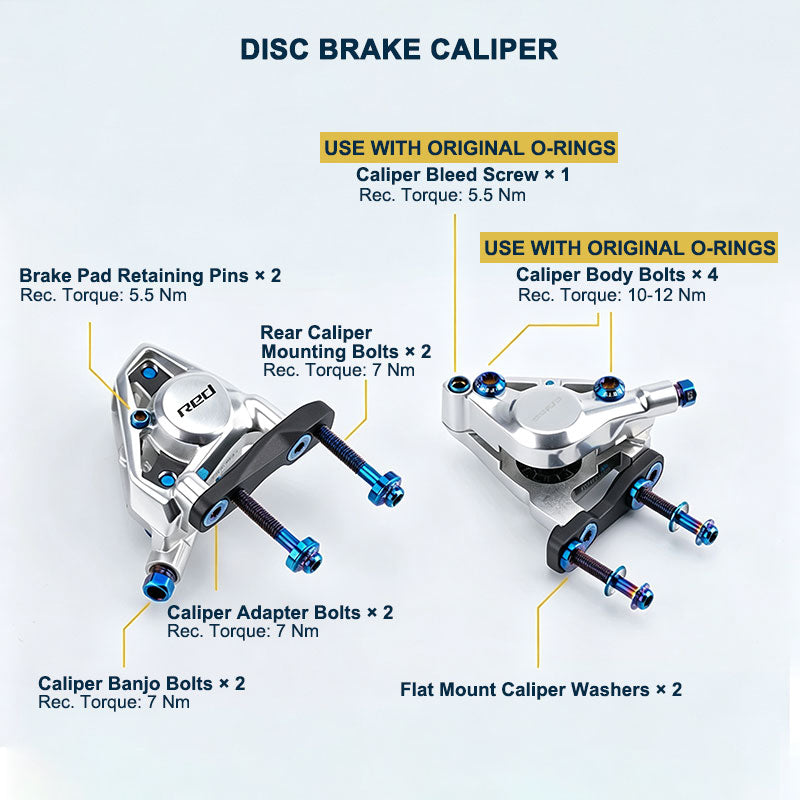 Grade 5 Titanium Hardware Kit for SRAM RED AXS E1 Disc Brakes (22-Piece Set)