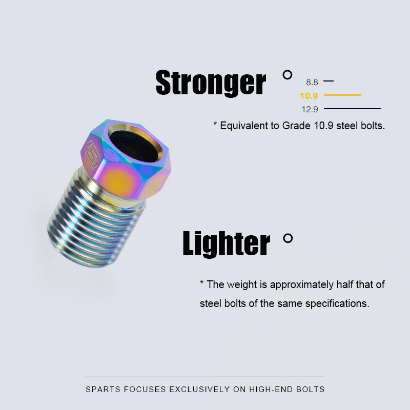 Titanium Brake Hose Compression Nut for TRP DHR EVO - M8x9mm Hydraulic Brake Lever Hose Bolt