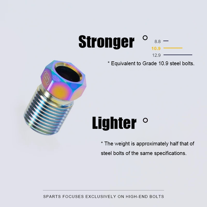 Titanium Brake Hose Compression Nut for TRP DHR EVO - M8x9mm Hydraulic Brake Lever Hose Bolt