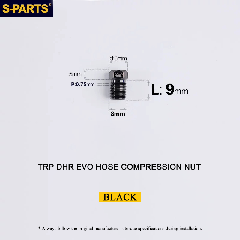 Titanium Brake Hose Compression Nut for TRP DHR EVO - M8x9mm Hydraulic Brake Lever Hose Bolt