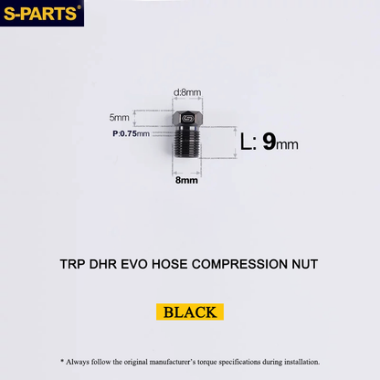 Titanium Brake Hose Compression Nut for TRP DHR EVO - M8x9mm Hydraulic Brake Lever Hose Bolt