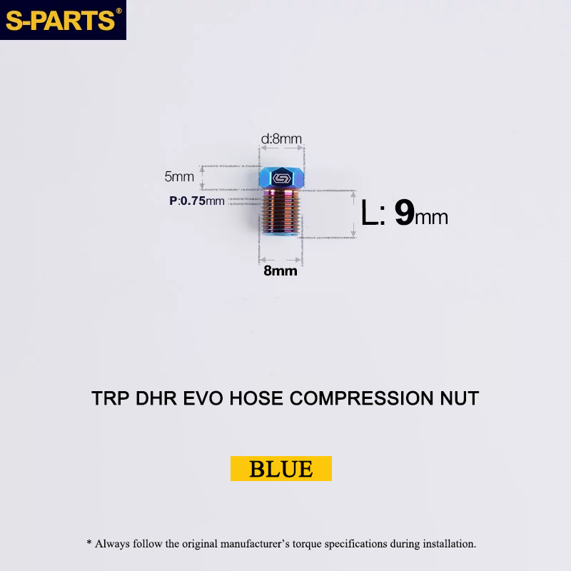 Titanium Brake Hose Compression Nut for TRP DHR EVO - M8x9mm Hydraulic Brake Lever Hose Bolt