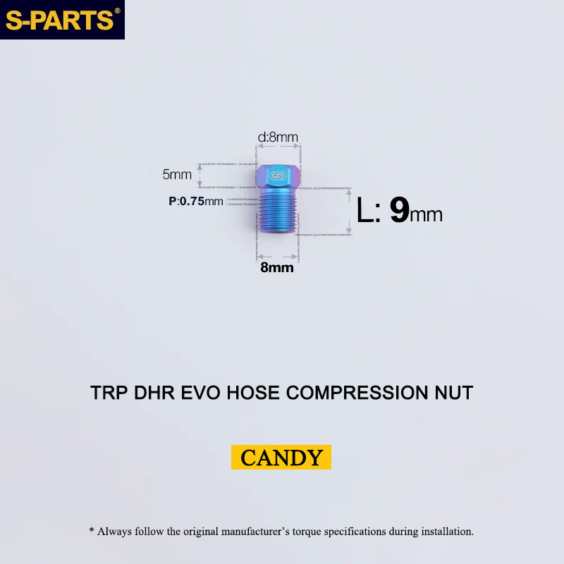 Titanium Brake Hose Compression Nut for TRP DHR EVO - M8x9mm Hydraulic Brake Lever Hose Bolt