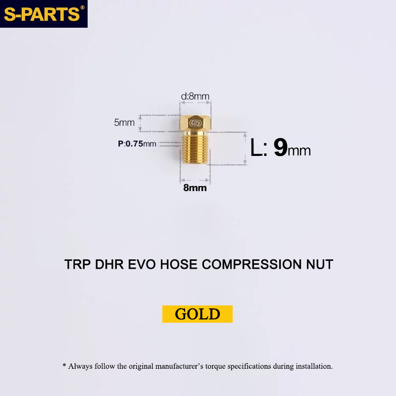 Titanium Brake Hose Compression Nut for TRP DHR EVO - M8x9mm Hydraulic Brake Lever Hose Bolt