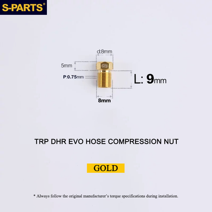 Titanium Brake Hose Compression Nut for TRP DHR EVO - M8x9mm Hydraulic Brake Lever Hose Bolt
