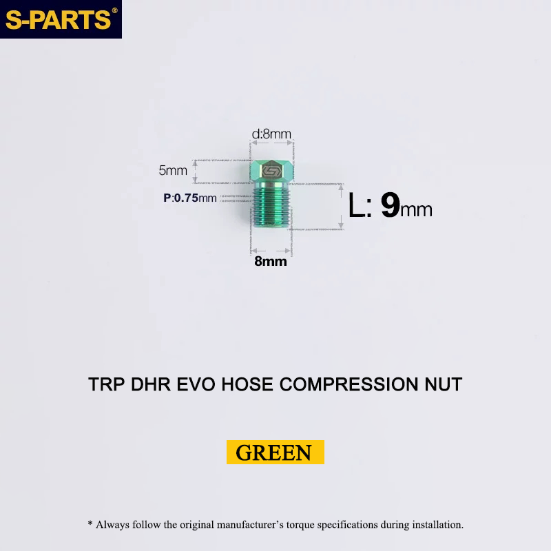 Titanium Brake Hose Compression Nut for TRP DHR EVO - M8x9mm Hydraulic Brake Lever Hose Bolt