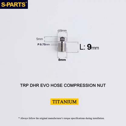 Titanium Brake Hose Compression Nut for TRP DHR EVO - M8x9mm Hydraulic Brake Lever Hose Bolt