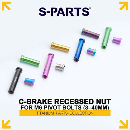 Titanium C-Brake Recessed Pivot Nut for M6 Brake Caliper Bolts (8-40mm)