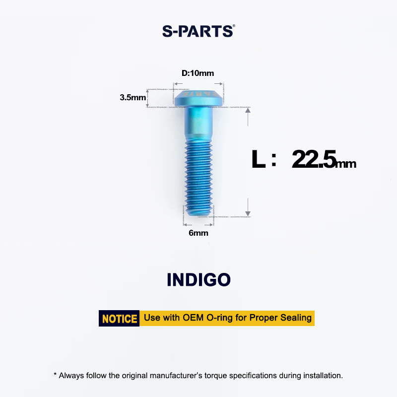 Titanium Caliper Body Bolt Type B M6x22.5mm for Shimano Ultegra R8170 / R8070 / R8020 & TRP DHR EVO Disc Brakes