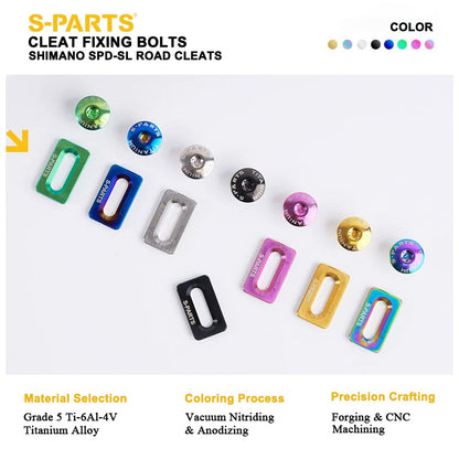 Titanium Cleat Fixing Set for Shimano SPD-SL Road Cleats, M5 × 8 mm, T25, 12 pcs