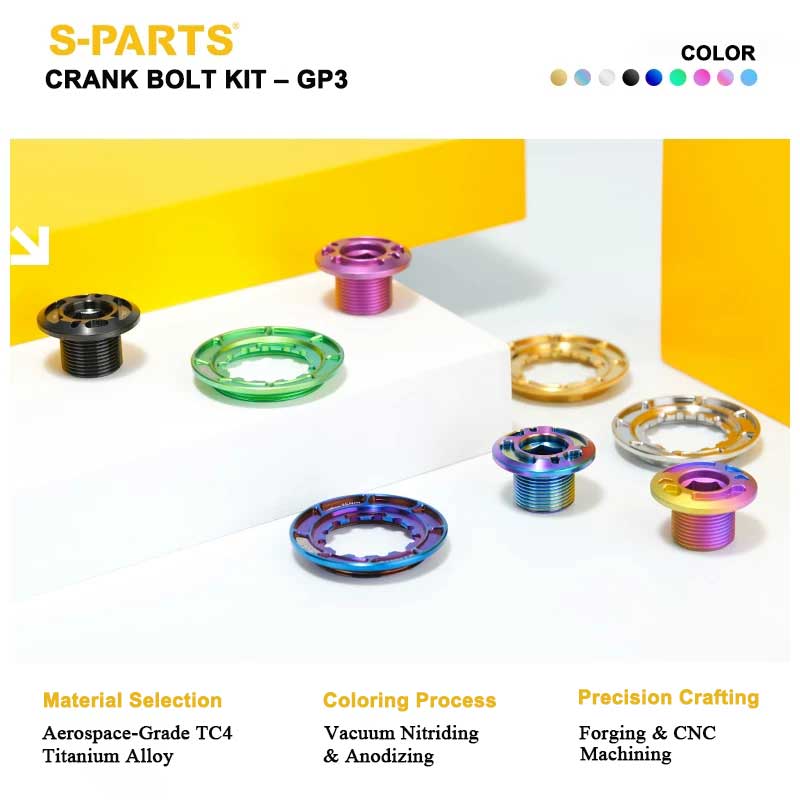 Titanium Crank Bolt & Self-Extracting Cap Kit for CYBREI GP3 (30Nm New Generation | LH Thread Compatible)