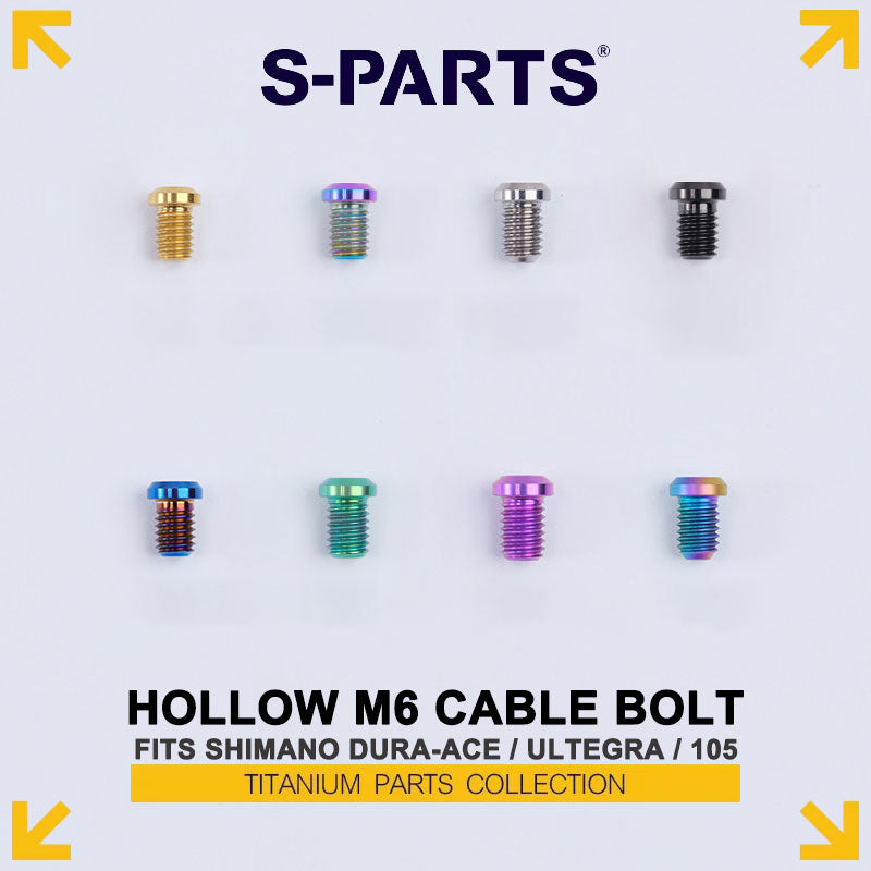 Titanium Hollow M6 Shift Cable Fixing Bolt for Shimano Dura-Ace R9100 / Ultegra R8000 / 105 R7000 R7100 R7120 Mechanical Drivetrains Derailleur
