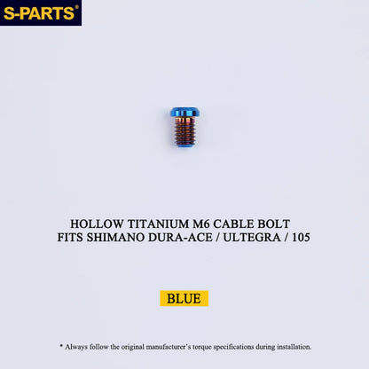 Titanium Hollow M6 Shift Cable Fixing Bolt for Shimano Dura-Ace R9100 / Ultegra R8000 / 105 R7000 R7100 R7120 Mechanical Drivetrains Derailleur