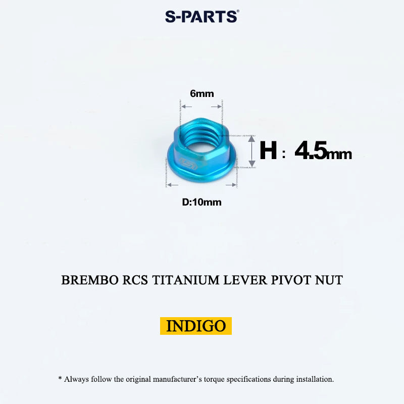 Titanium Lever Pivot Nut for Brembo RCS / RCS Corsa Corta Master Cylinder – M6 × 4.5mm
