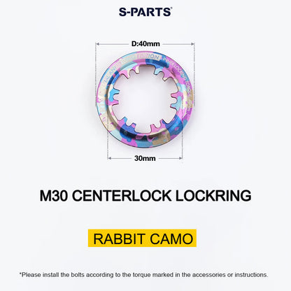 Titanium M30 Internal Centerlock Lockring | 40mm Rotor Lockring for Road, Gravel & Compatible XC MTB | 5.46g