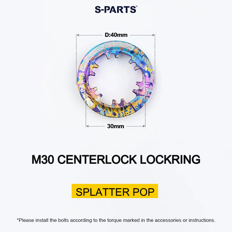 Titanium M30 Internal Centerlock Lockring | 40mm Rotor Lockring for Road, Gravel & Compatible XC MTB | 5.46g