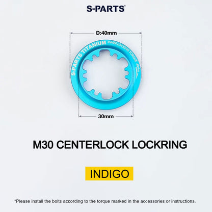 Titanium M30 Internal Centerlock Lockring | 40mm Rotor Lockring for Road, Gravel & Compatible XC MTB | 5.46g