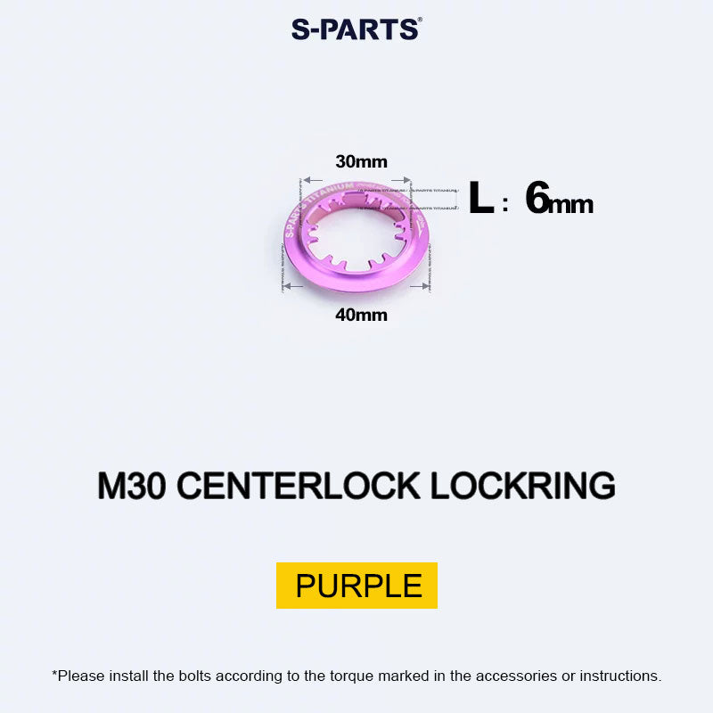 Titanium M30 Internal Centerlock Lockring | 40mm Rotor Lockring for Road, Gravel & Compatible XC MTB | 5.46g