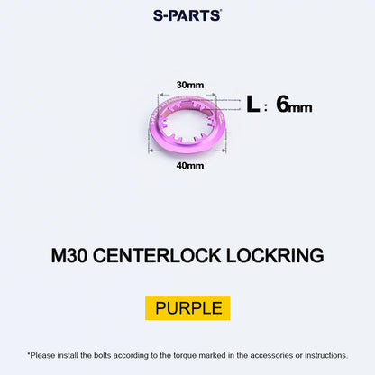 Titanium M30 Internal Centerlock Lockring | 40mm Rotor Lockring for Road, Gravel & Compatible XC MTB | 5.46g