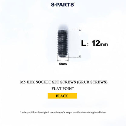 Titanium M5 Hex Socket Set Screws (Grub Screws), Flat Point | Grade 5, M5x12 / M5x16