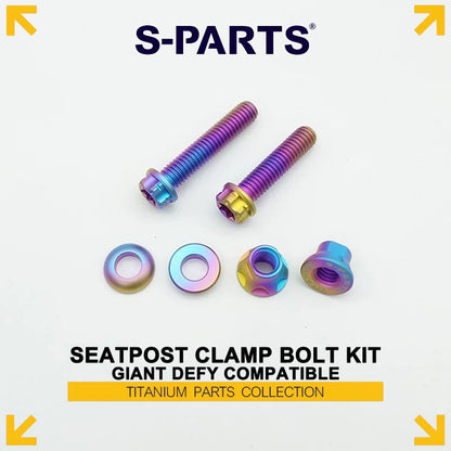 Titanium Seatpost Clamp Bolt Kit for Giant Defy – Grade 5 Titanium, M6
